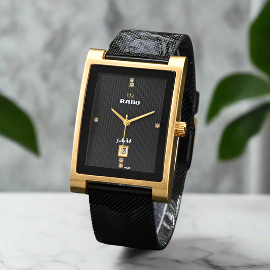 Black Golden Leather Watch